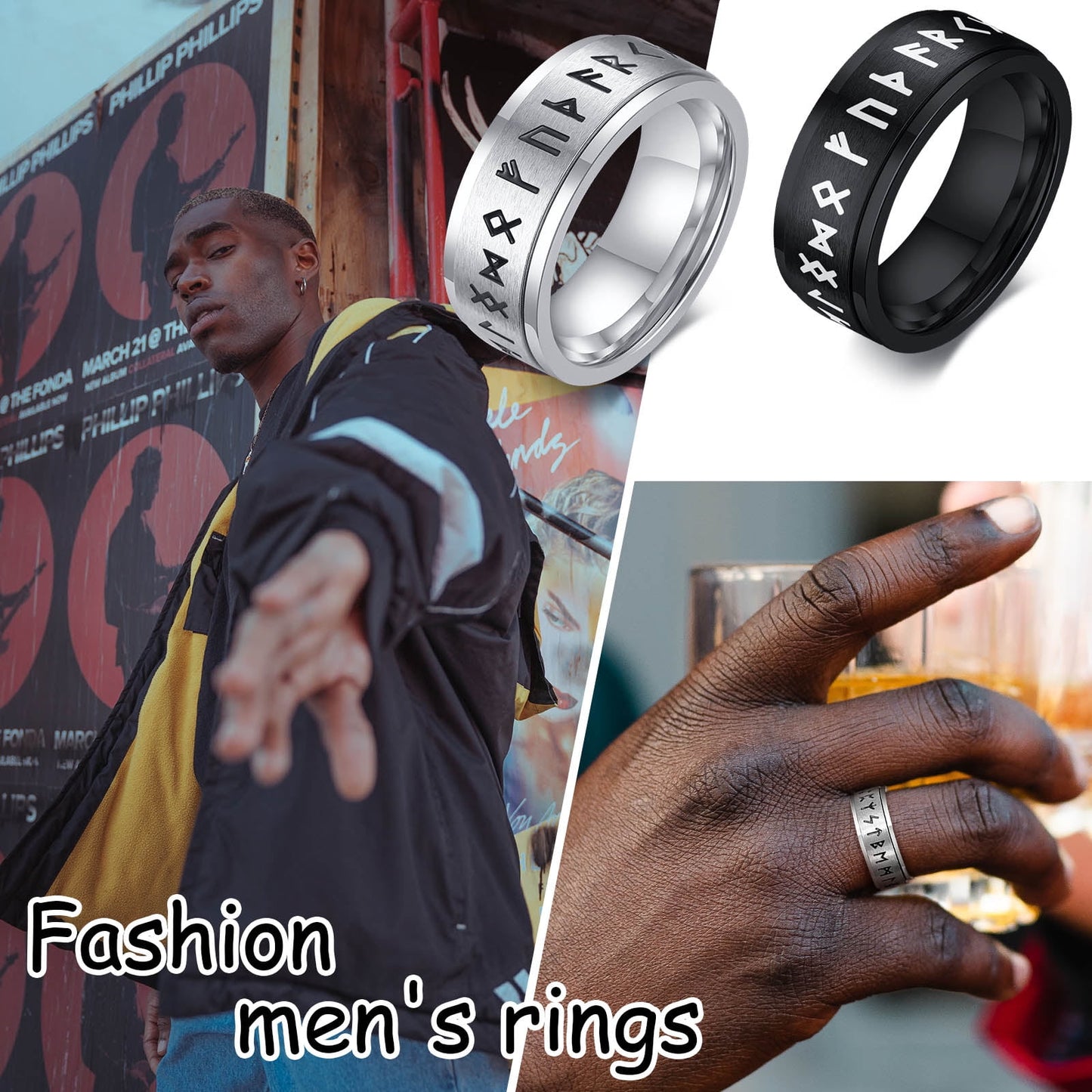 Men'S Anxiety Ring, Stainless Steel Viking Fidget Rings
