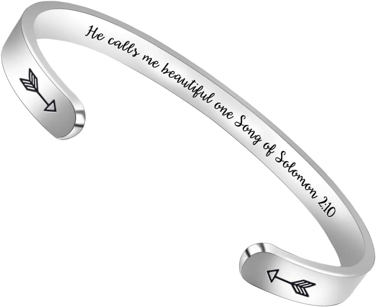 Christian Gifts for Women Inspirational Religious Bracelets for Women Her Girls Cuff Bangle Mens Bracelets Bible Verse Faith Baptism Gifts for Teenage Girls Mantra Quotes Engraved Jewelry