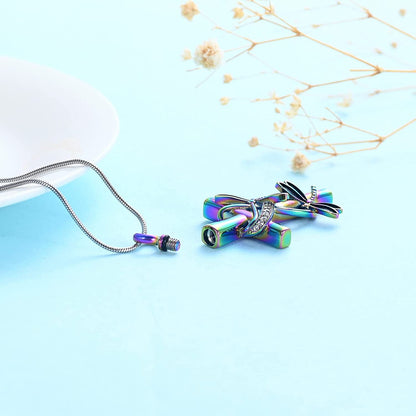 Dragonfly Urn Necklace for Ashes for Men Women Cremation Jewelry Ashes Necklace Pendent for Human Pet Stainless Steel Keepsake Memorial Urn Lockets
