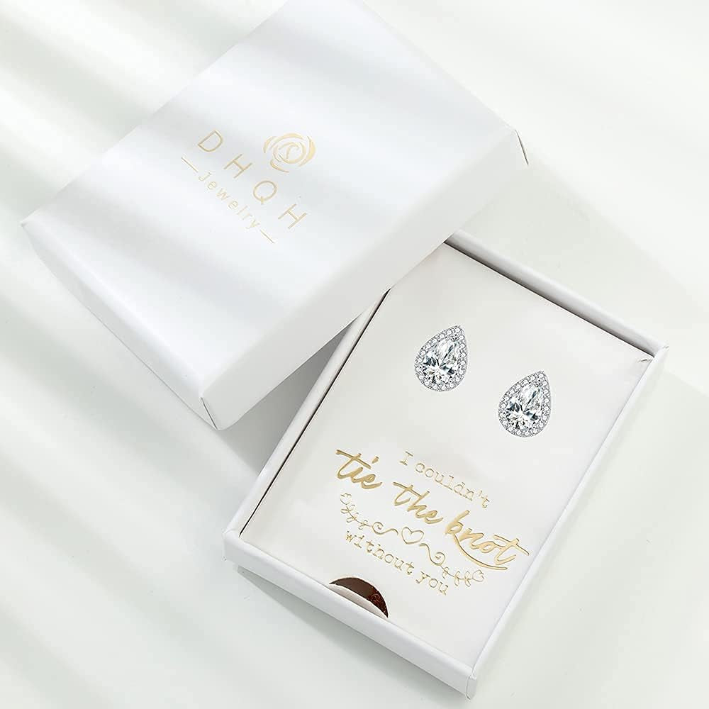 Bridesmaids Gift Set of 6 or 4 Stud Earrings Rose Gold Knot Bridesmaid Earring for Women I Couldn’T Tie a Knot without You Wedding Proposal Hypoallergenic Jewelry