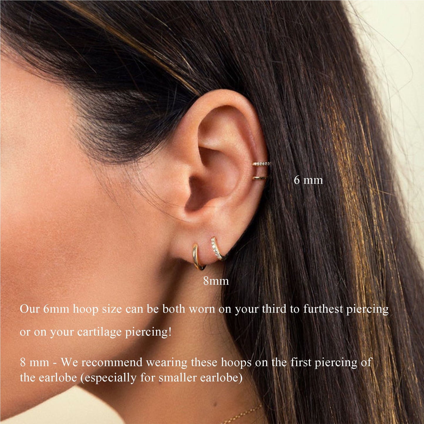 10Mm Surgical Steel Hoop Earrings Rose Gold Small Huggie Earrings for Women Sensitive Ears