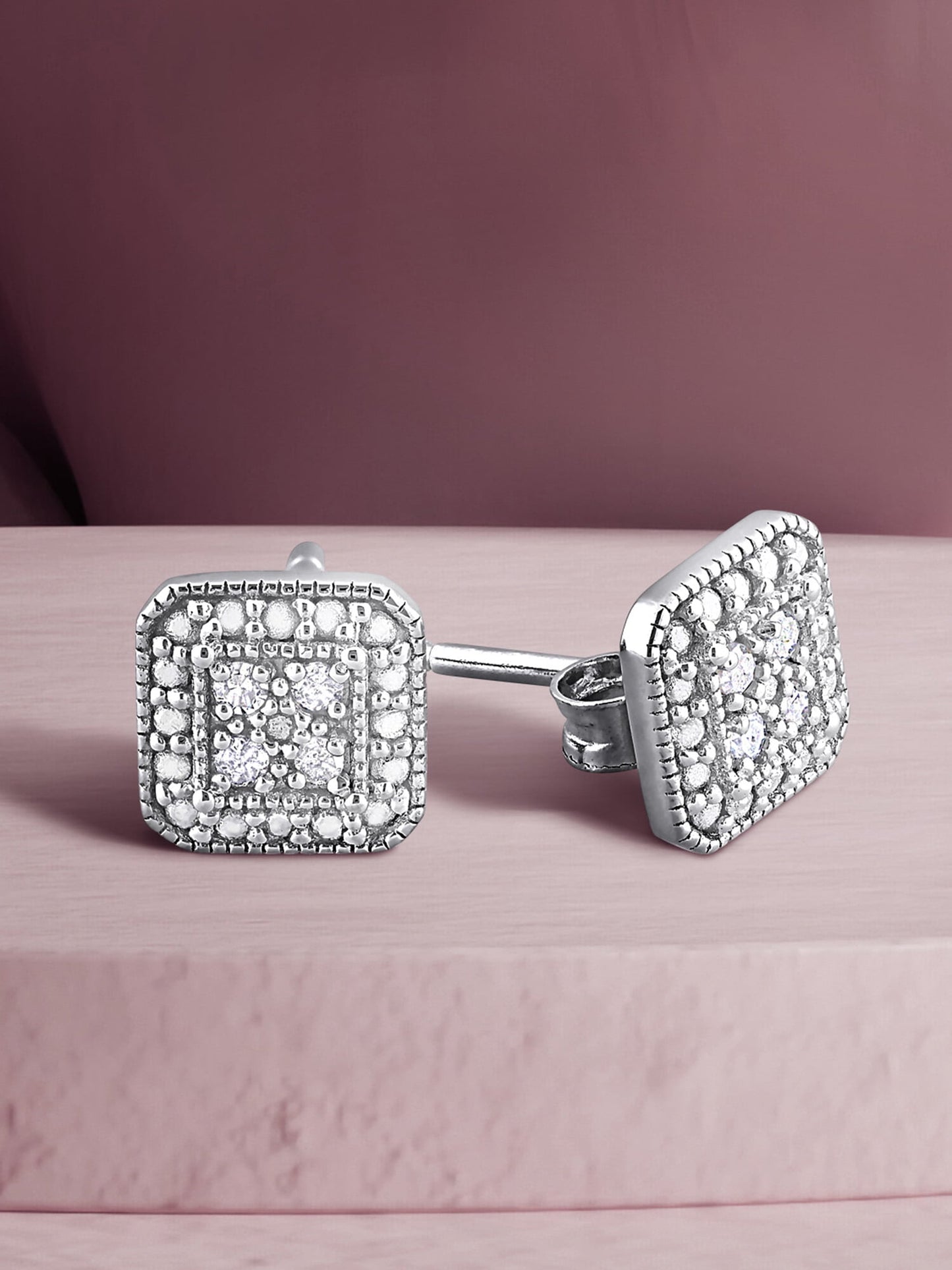 Women'S Diamond Sterling Silver Earrings