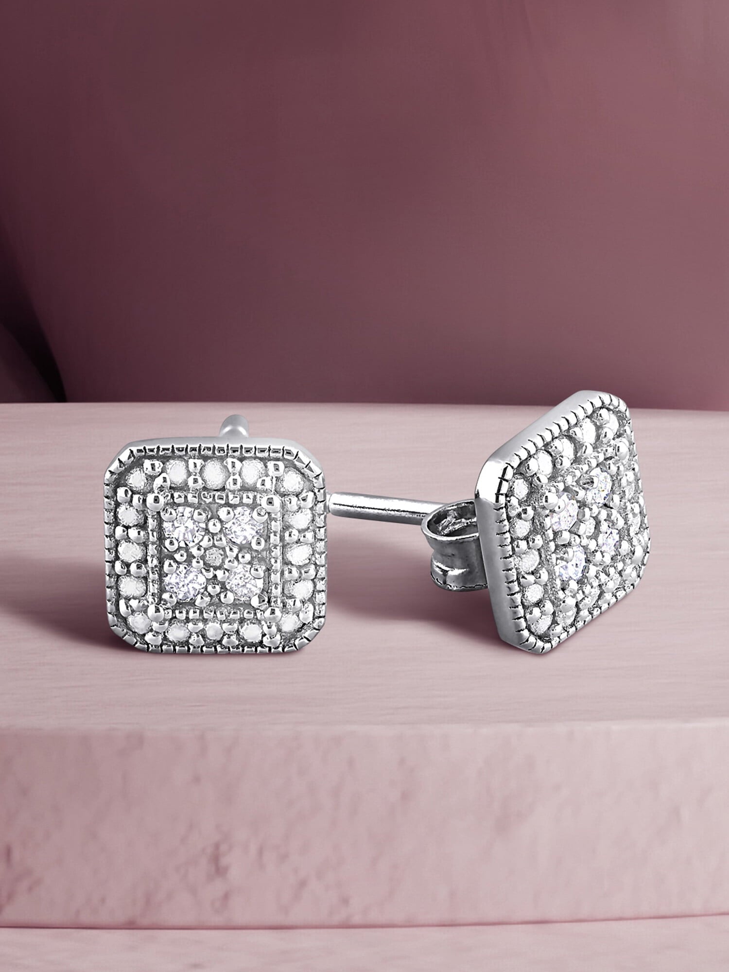 Women'S Diamond Sterling Silver Earrings