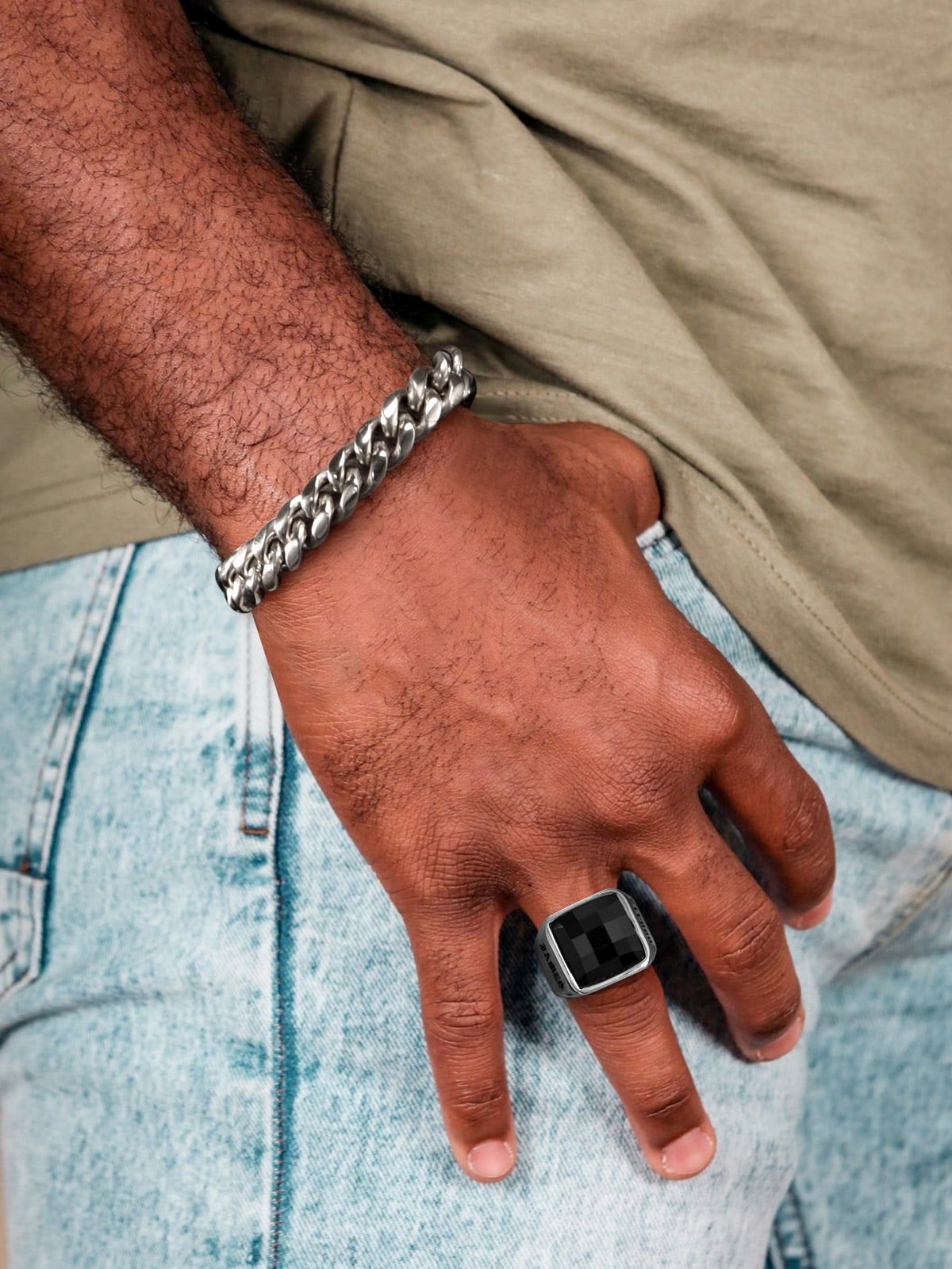 Bracelet for Men Chunky Cuban Bracelet 10MM 8.3 Inch Chain Bracelet Stainless Steel Gift for Him
