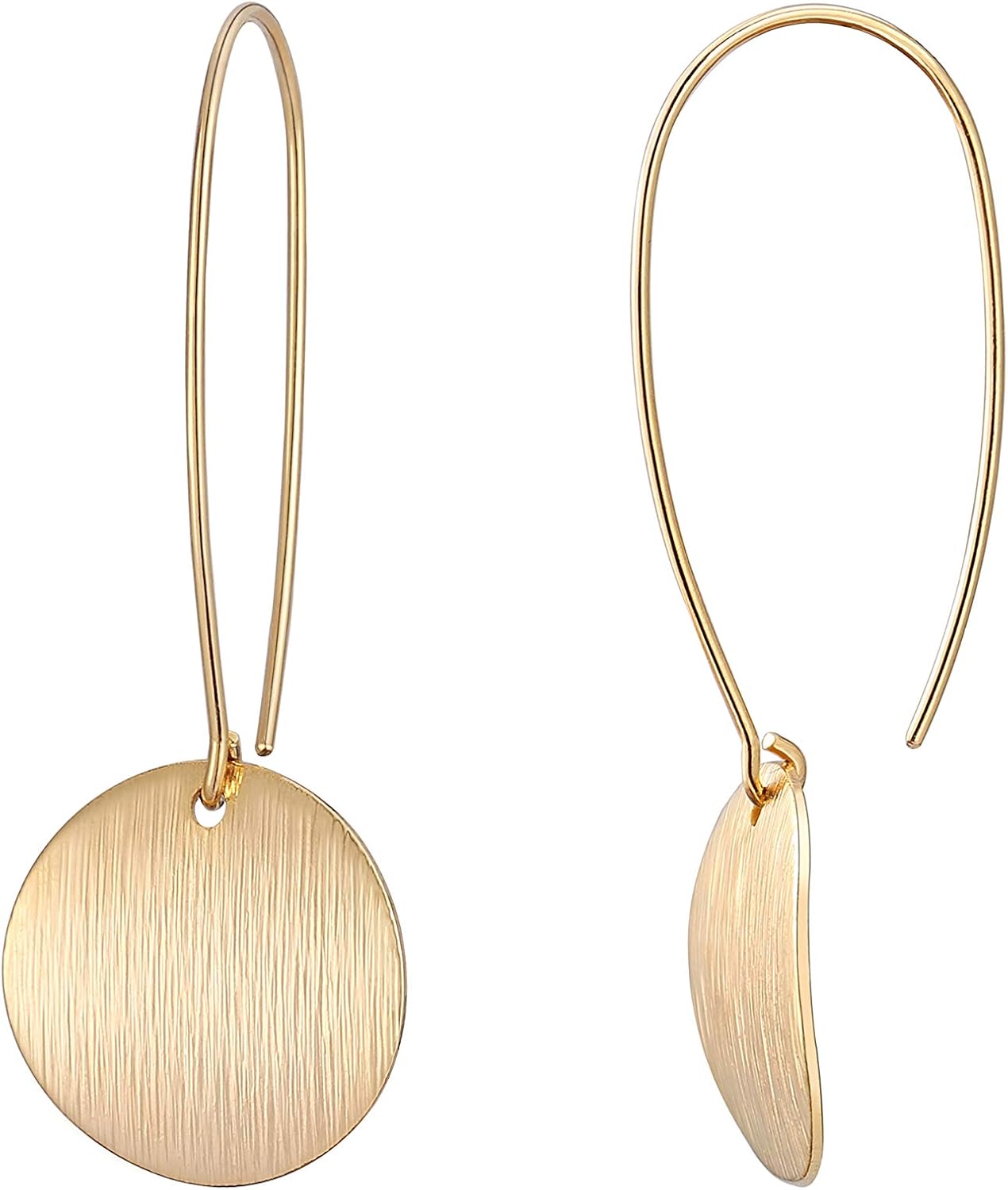 Statement Long Gold Circle Semicircle Ball Dangling Earrings for Women 18K Gold Plated Drop Earrings