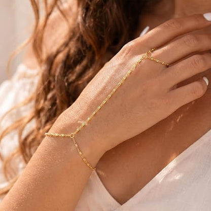 Hand Chain Bracelet Gold Bracelets for Women Link Chain Bracelets Trendy Finger Ring Slave Bracelet Jewelry Gifts