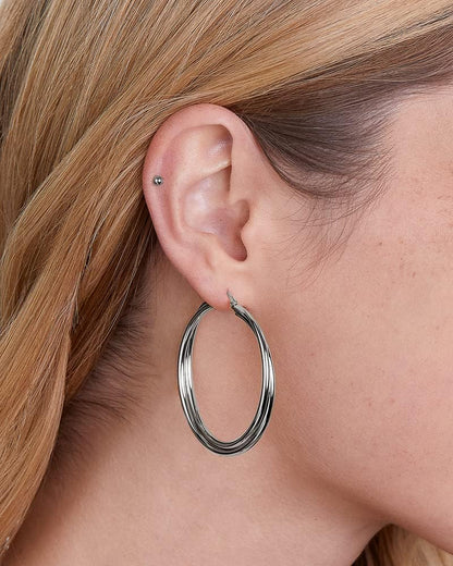 Crossover Twisted Hoop Earrings for Women – Hypoallergenic Silver or Gold Statement Hoops – Lightweight & Easy to Wear
