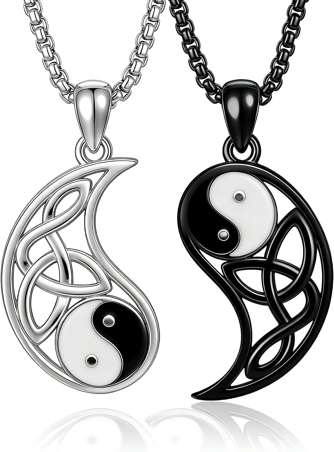 18K White Gold-Plated Yin Yang Pendant Necklace