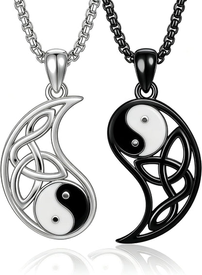 18K White Gold-Plated Yin Yang Pendant Necklace