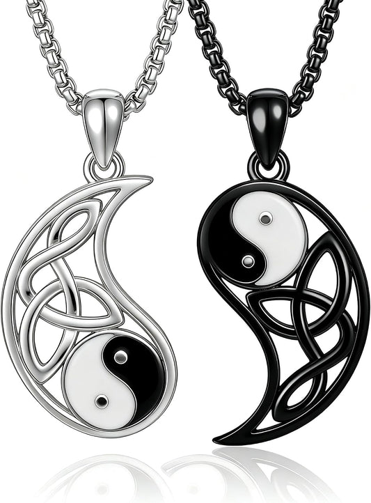 18K White Gold-Plated Yin Yang Pendant Necklace