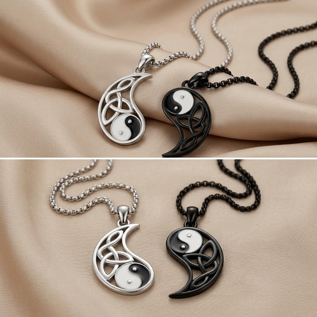 18K White Gold-Plated Yin Yang Pendant Necklace