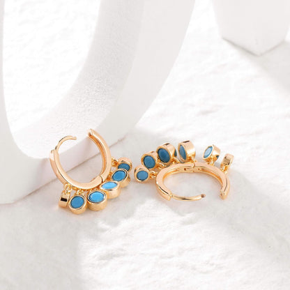 Gold Tassel Huggie Hoop Earrings 18K Gold Plated Dainty Small Star Disc Cross Turquoise CZ Tassel Dangle Drop Huggy Sleeper Earrings for Women for Her