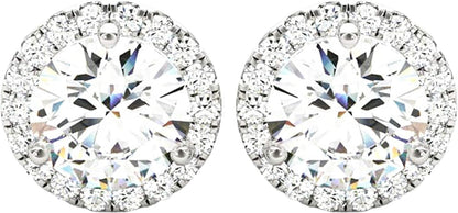 1-5 Carat round Halo Diamond Earrings 14K Gold Value Collection Push Back