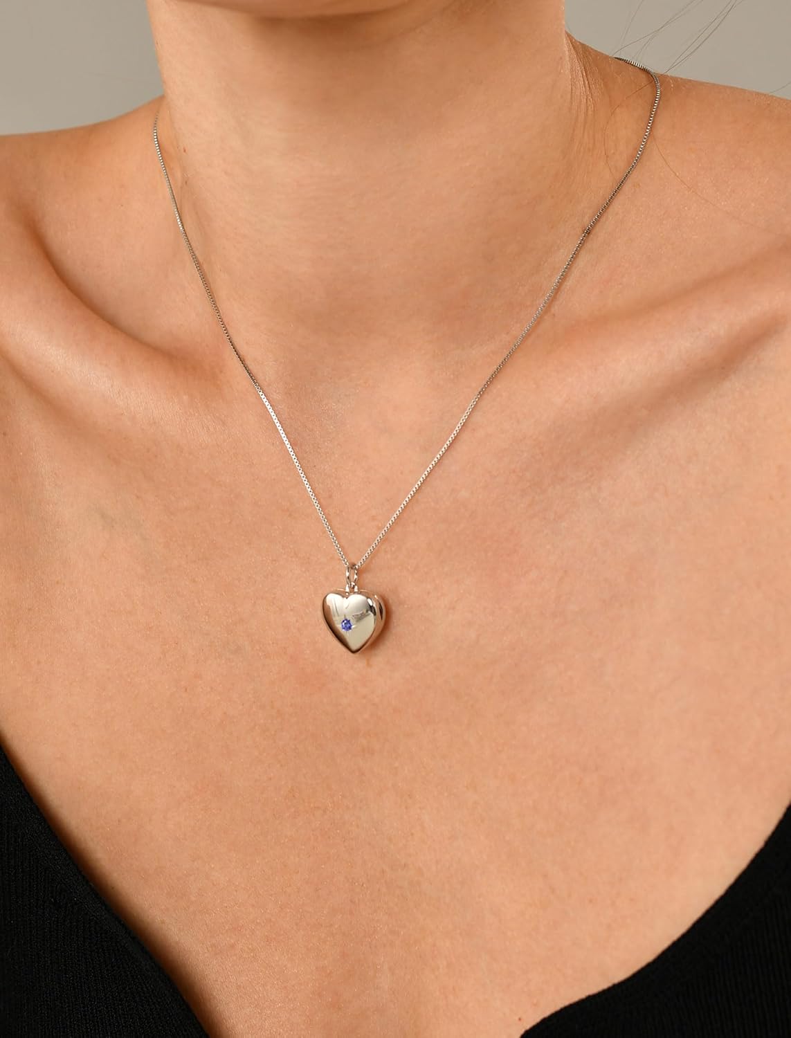 Heart Locket Picture Necklace Sterling Silver Personalized Photo Pendant Birthstone Jewelry for Women