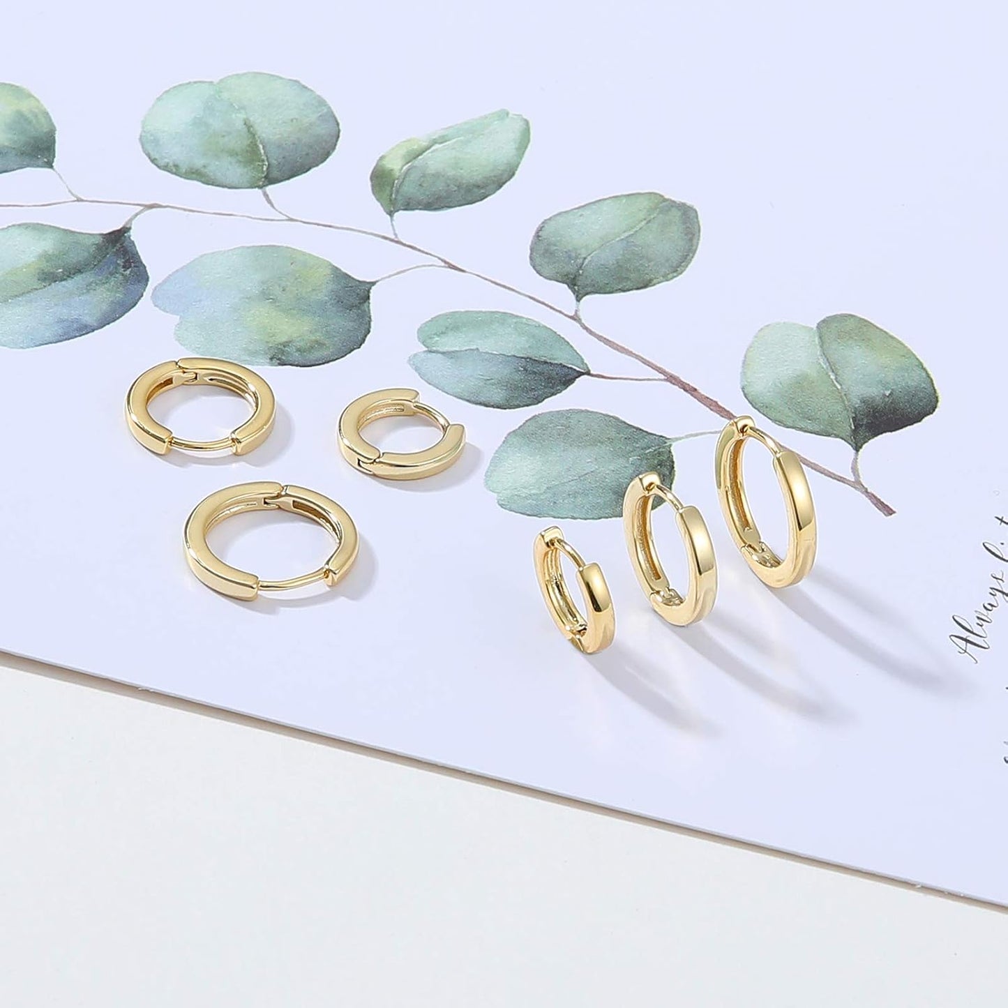 3 Pairs Small Hoop Earrings Set for Women, 14K Gold Plated Huggie Hoop Earrings for Men, Tiny Cartilage Hypoallergenic Earring Set