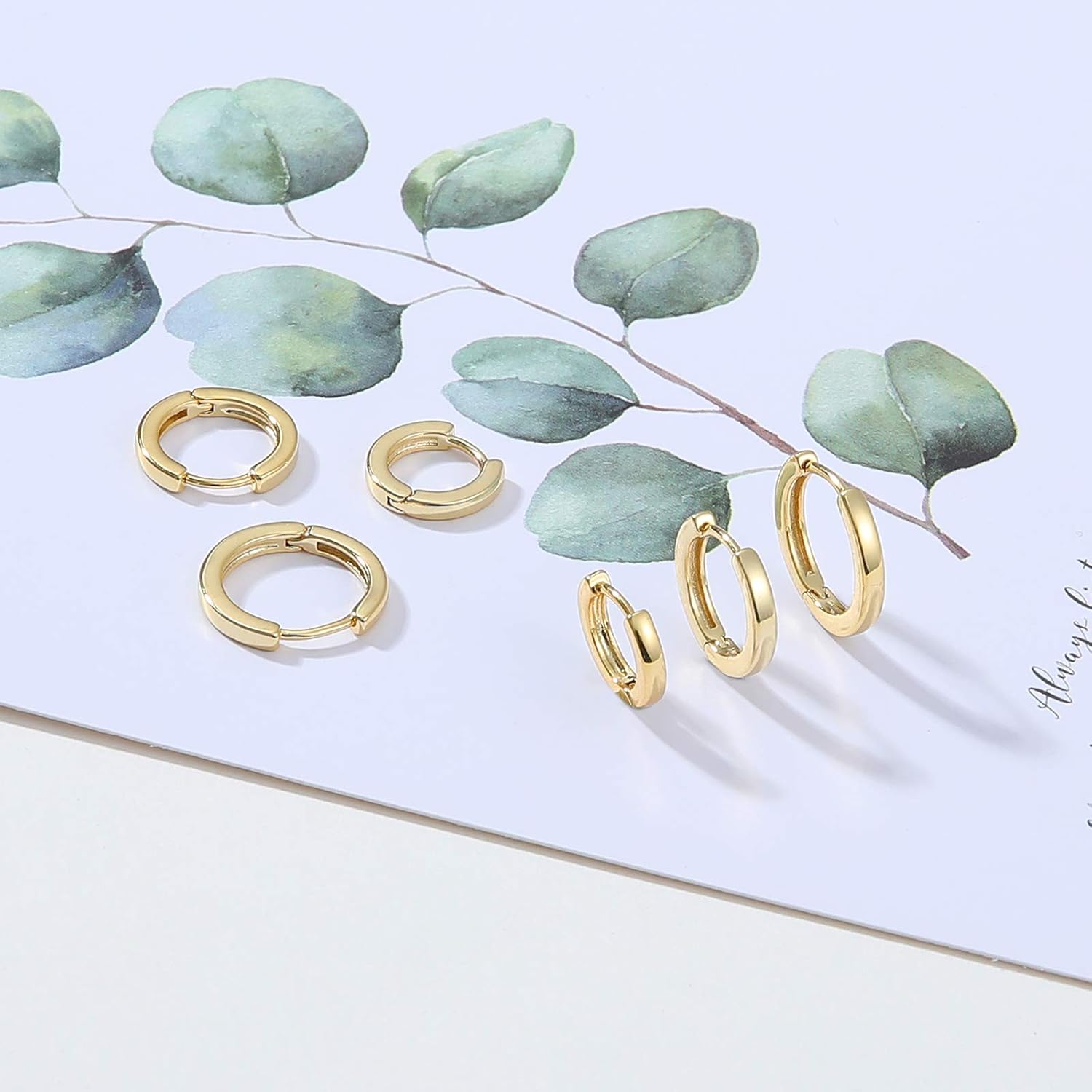 3 Pairs Small Hoop Earrings Set for Women, 14K Gold Plated Huggie Hoop Earrings for Men, Tiny Cartilage Hypoallergenic Earring Set
