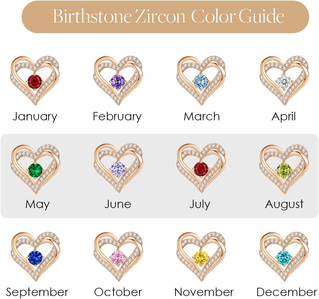 Forever Love Heart Stud Earrings for Women, 925 Sterling Silver Birthstone Heart Stud Earrings Mother'S Day Gift Anniversary Birthday Jewelry Gifts for Women Wife Her