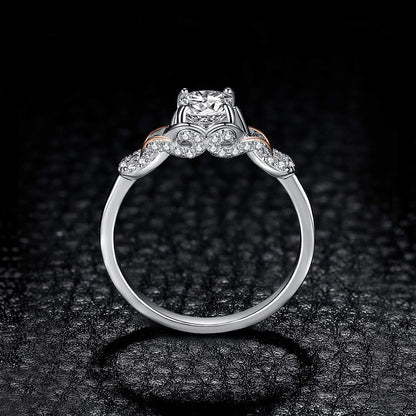 Love Infinity Ring Engagement Rings for Women, 14K Rose Gold 925 Sterling Silver Cubic Zirconia Promise Rings for Her, Anniversary Knot Princess Cut Promise Ring Simulated Diamond Ring