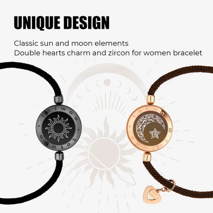 Totwoo Long Distance Touch Light up & Vibrate Bracelets for Couples, Long Distance Relationship Gifts Smart Sun & Moon Love Brac
