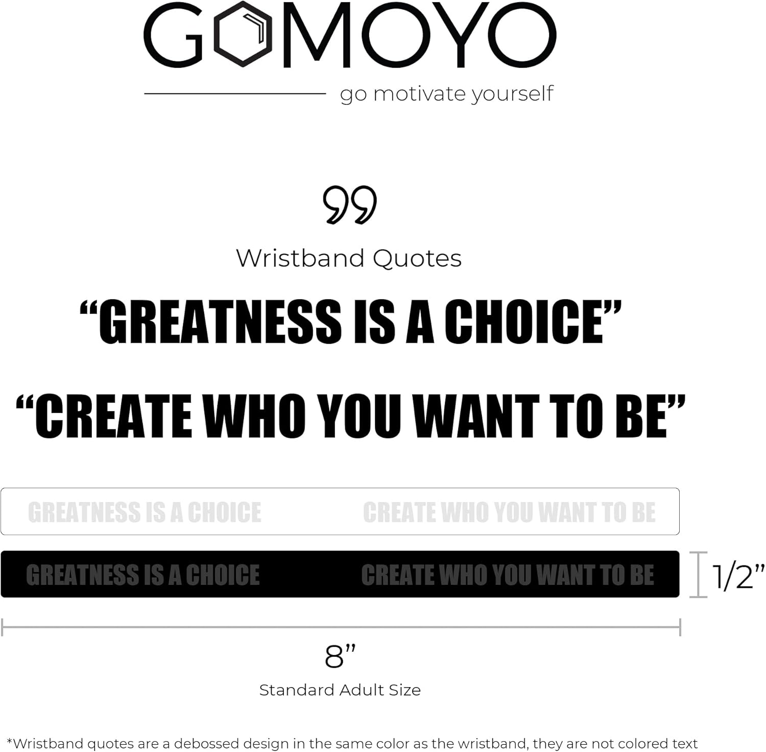 Greatness Is a Choice, Create Who You Want to Be Motivational Silicone Wristbands with Quote, Rubber Bracelets for Fitness, Workouts, Exercise, Basketball, Weight Training
