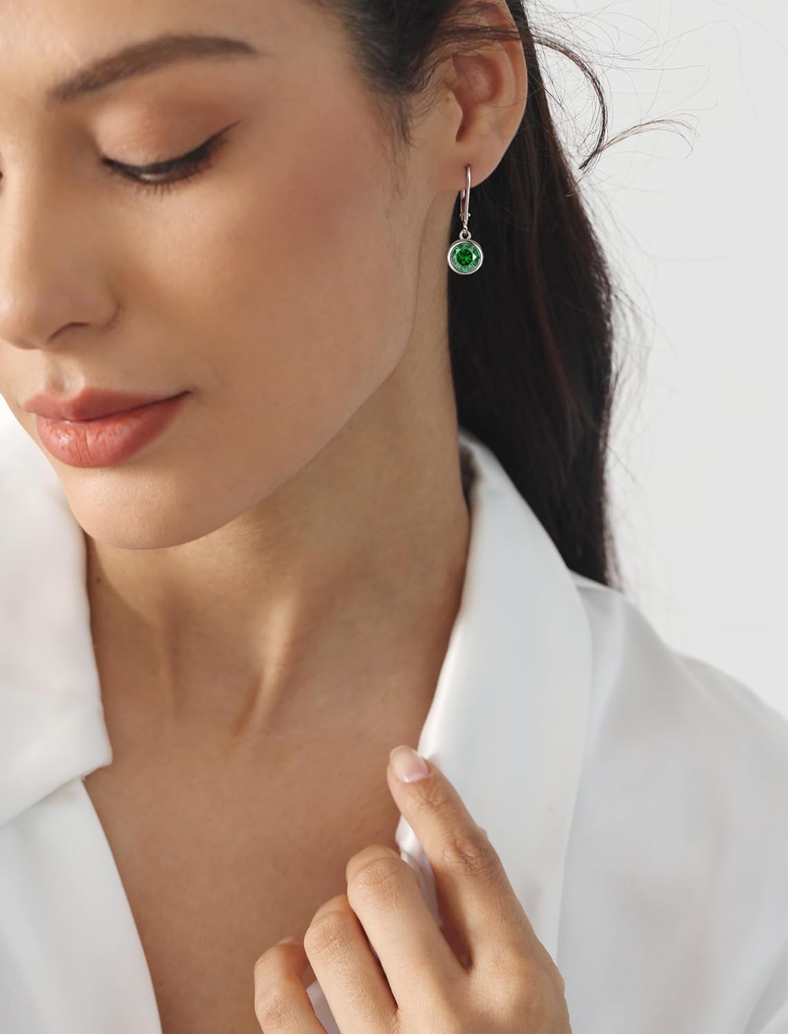 925 Sterling Silver Solitaire Teardrop Dangle Drop Earrings Pear/Heart/Round Cut Birthstone Leverback Earrings Jewelry for Women