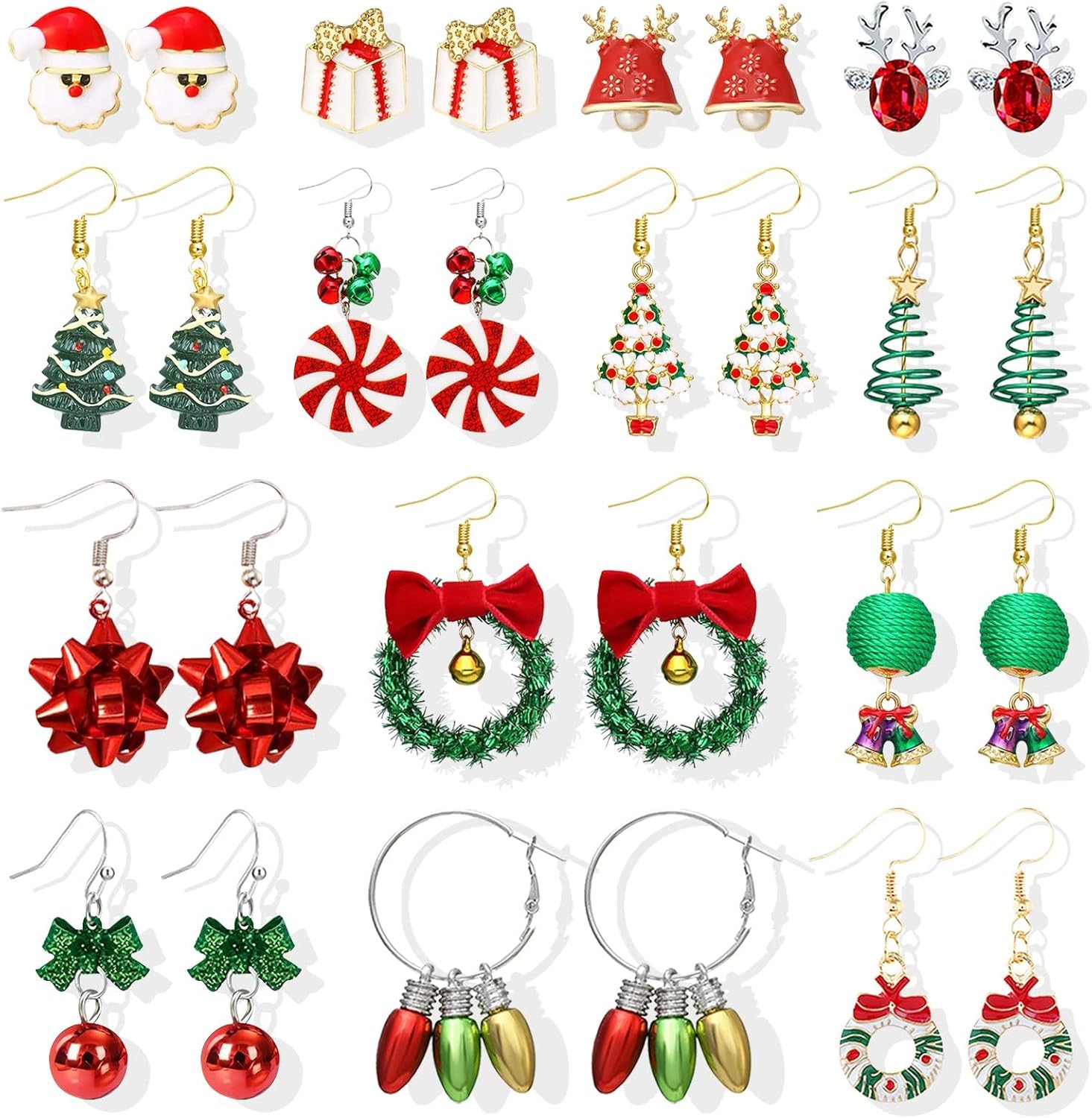 Christmas Earrings for Women Pink Flamingo Tree Snowflake Bow Jingle Bell Dangling Trendy Holiday Earrings Stocking Stuffers Christmas Jewelry Gifts Outfits Accessories