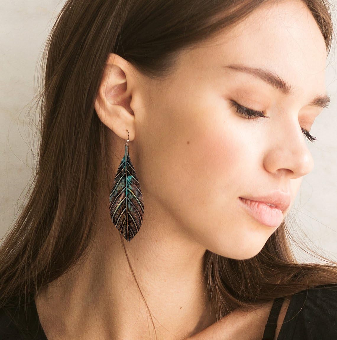 Handmade Boho Lightweight Statement Leaf Earrings with Detailed Texture for Women