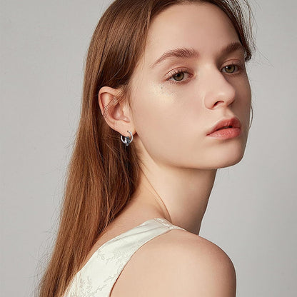 925 Sterling Silver Double Cat Huggie Hoop Earrings