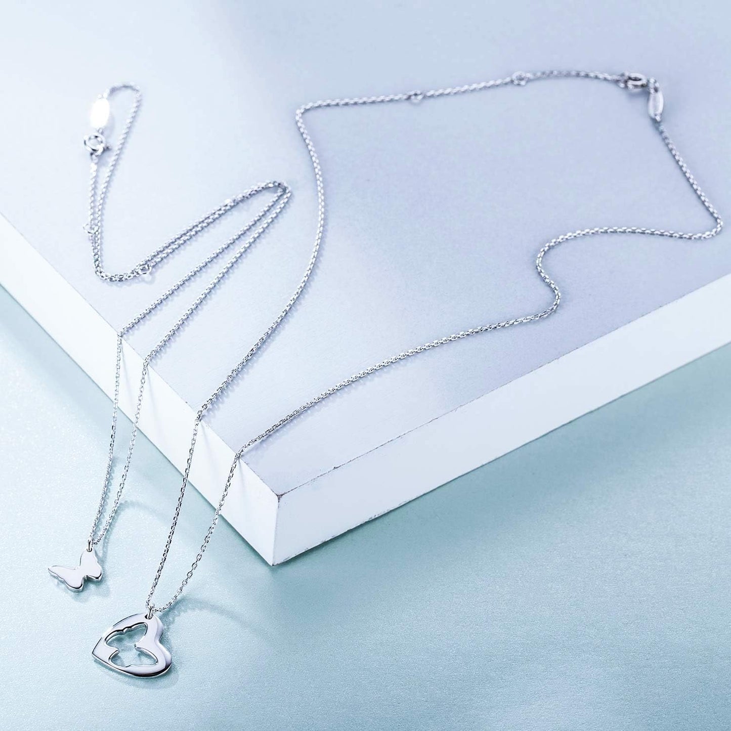 Mother Daughter Jewelry Sets for Two, Cutout Heart Necklaces, 2 Sterling Silver Necklaces