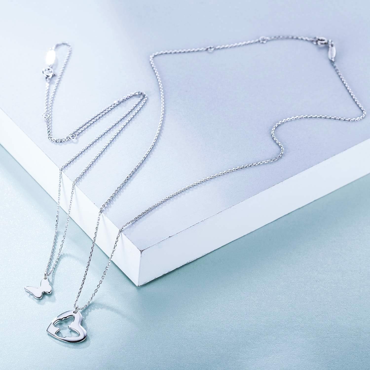 Mother Daughter Jewelry Sets for Two, Cutout Heart Necklaces, 2 Sterling Silver Necklaces