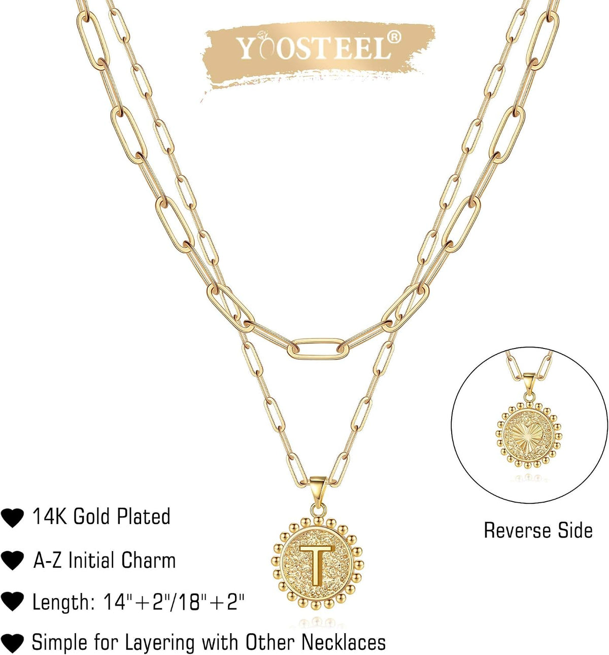 Yoosteel Layered Initial Necklaces for Women Trendy, Letter A-Z Necklace