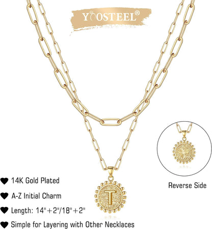 Yoosteel Layered Initial Necklaces for Women Trendy, Letter A-Z Necklace