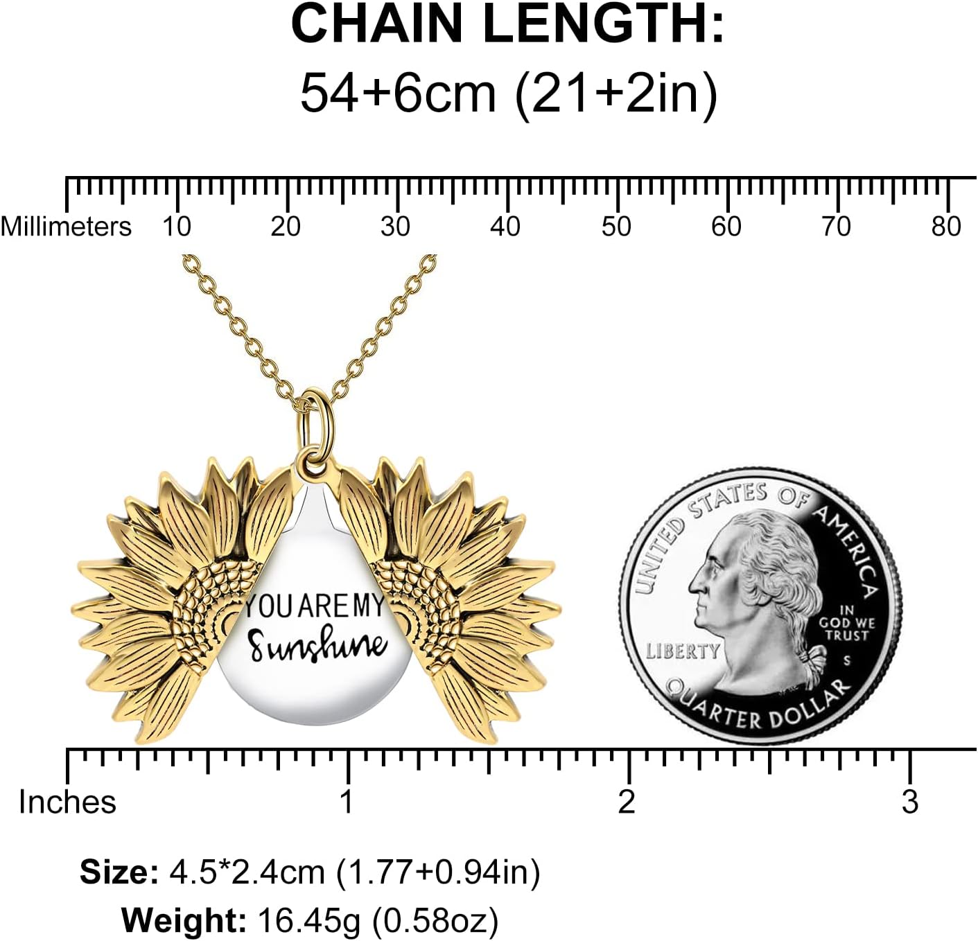 You Are My Sunshine Engraved Necklace Inspirational Sunflower Locket Necklace Jewelry Mother'S Day Gift for Women Girlfriend
