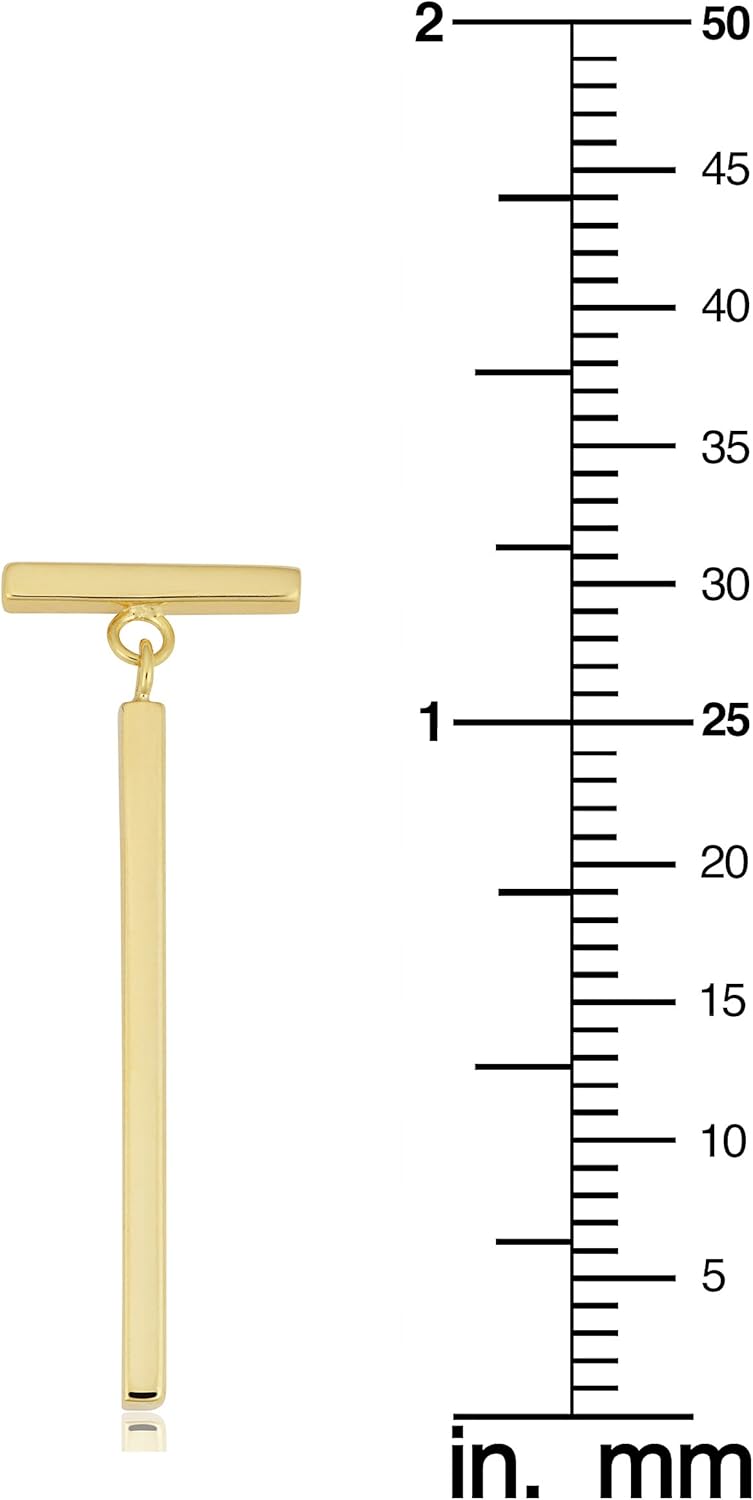 14K Gold T Bar Dangle Earrings (Yellow Gold or Rose Gold)