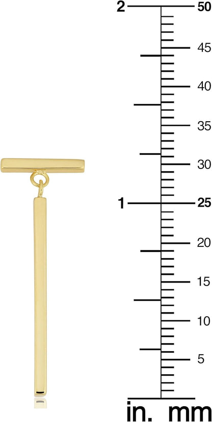 14K Gold T Bar Dangle Earrings (Yellow Gold or Rose Gold)