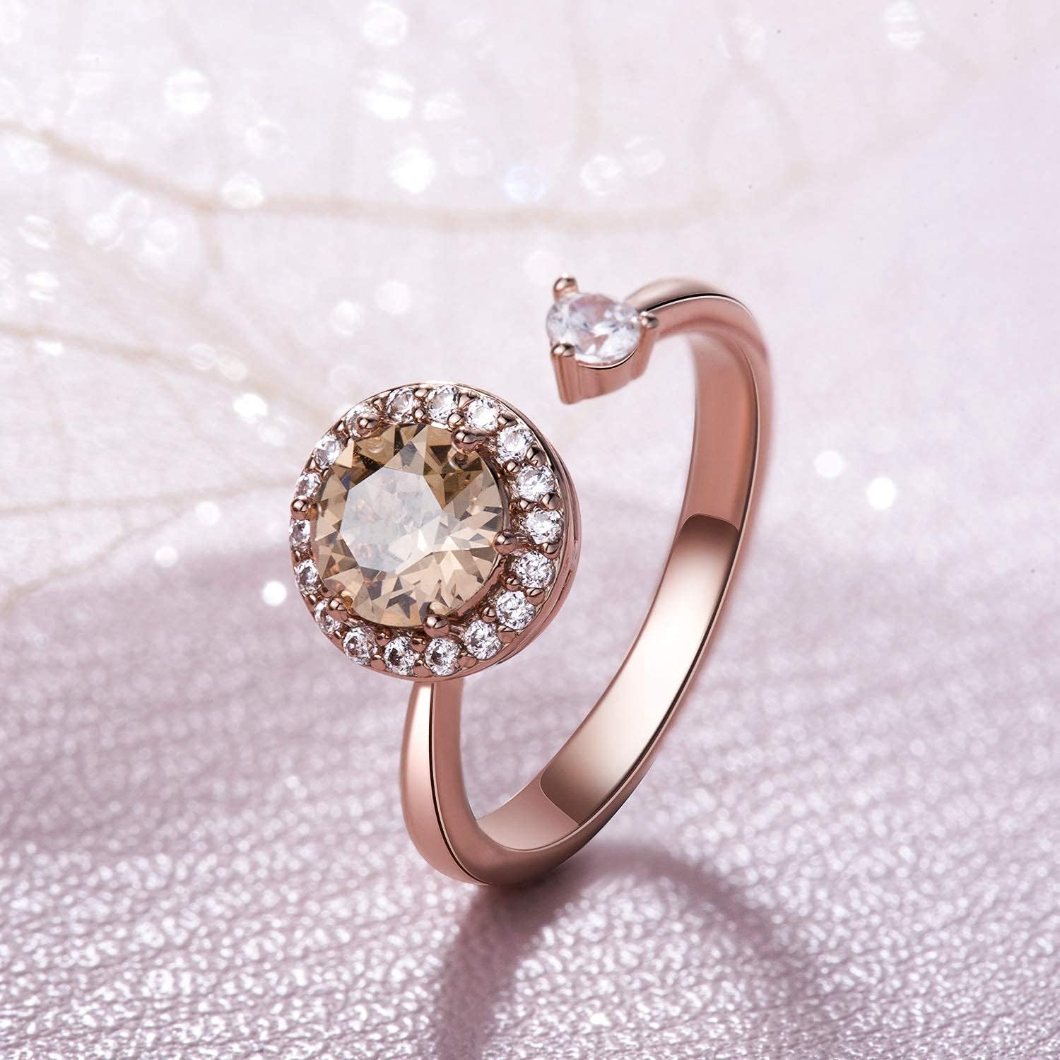Fidget Ring Birthstone Rings for Women Thumb Rings Fidget Ring Women Rose Gold Ring Spinner Ring Anxiety Ring for Women Cubic Zirconia Ring