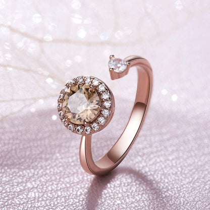 Fidget Ring Birthstone Rings for Women Thumb Rings Fidget Ring Women Rose Gold Ring Spinner Ring Anxiety Ring for Women Cubic Zirconia Ring