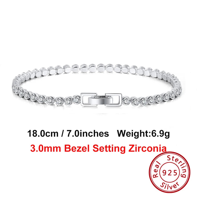 4Mm round Cut Tennis Bracelet in 925 Sterling Silver White Gold Woman Men Bracelets Bangle Jewelry Hand Chain SB94