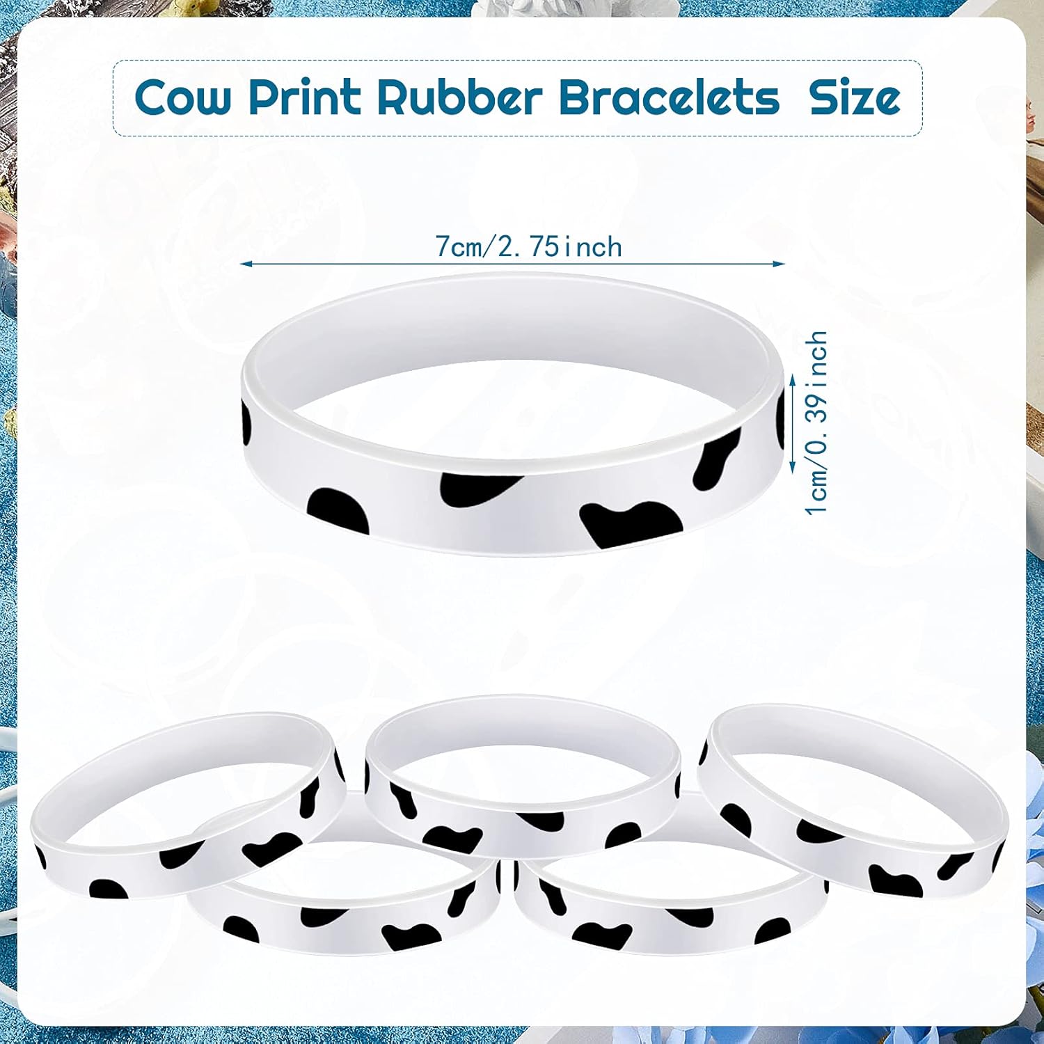 Cow Print Rubber Bracelets Cow Print Slap Bracelet for Party Cute Cow Animal Print for Western Party Jewelry Bracelets Slap Bracelets