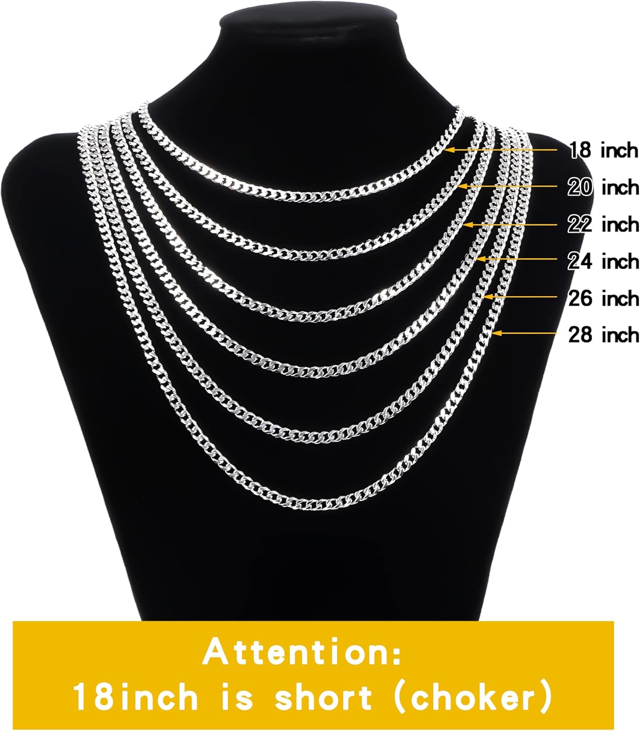 5Mm Silver Tone/Gold Cuban Link Chain for Men, Mens Chain Necklaces, Stainless Steel Chain Necklaces for Men Women, 3.5/4/5Mm