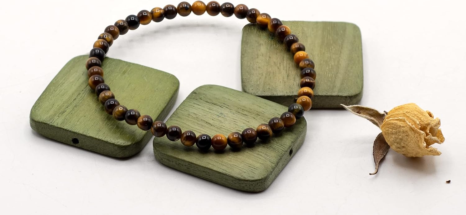 4Mm Smooth round Tiger'S Eye Stretch Bracelets in Various Lengths (6.5, 7, 7.5, 8 Inches) for Women, Men or Friend, Stackable Protection Stone Bracelet Perfect for Everyday Wear W