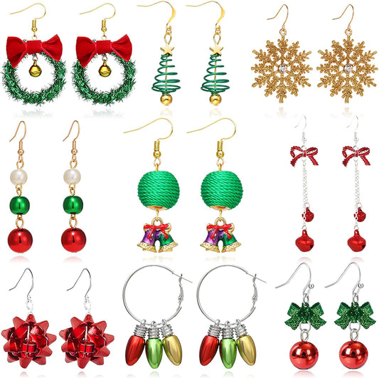 Christmas Earrings for Women Stocking Stuffers Christmas Tree Snowflake Bow Bell Dangle Earrings Xmas Holiday Jewelry Gifts Outfits Accessories