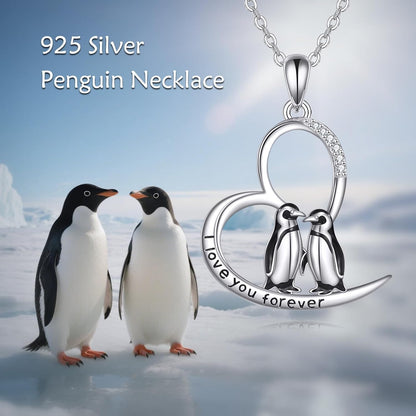925 Sterling Silver Penguin Pendant Necklace