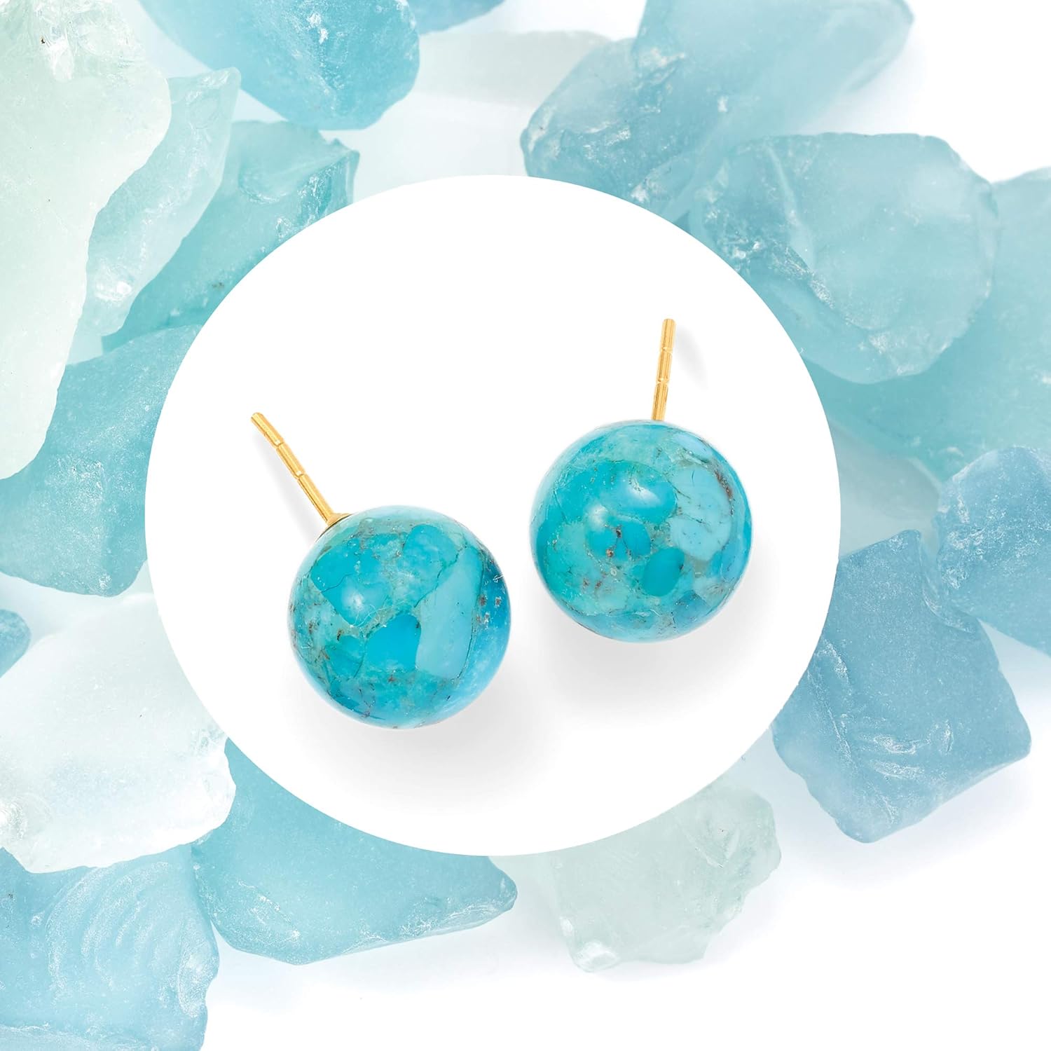 Gemstone Stud Earrings in 14Kt Yellow Gold