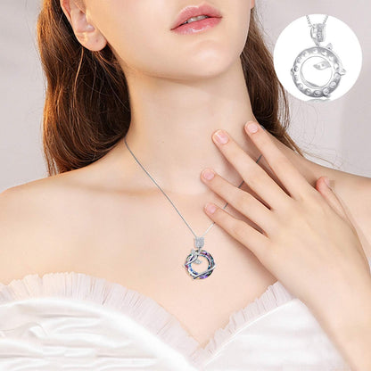 Sterling Silver Rose Flower Butterfly Necklaces for Women Crystals Pendant Jewelry Birthday Gift for Wife Girlfriend Girls Grandmother