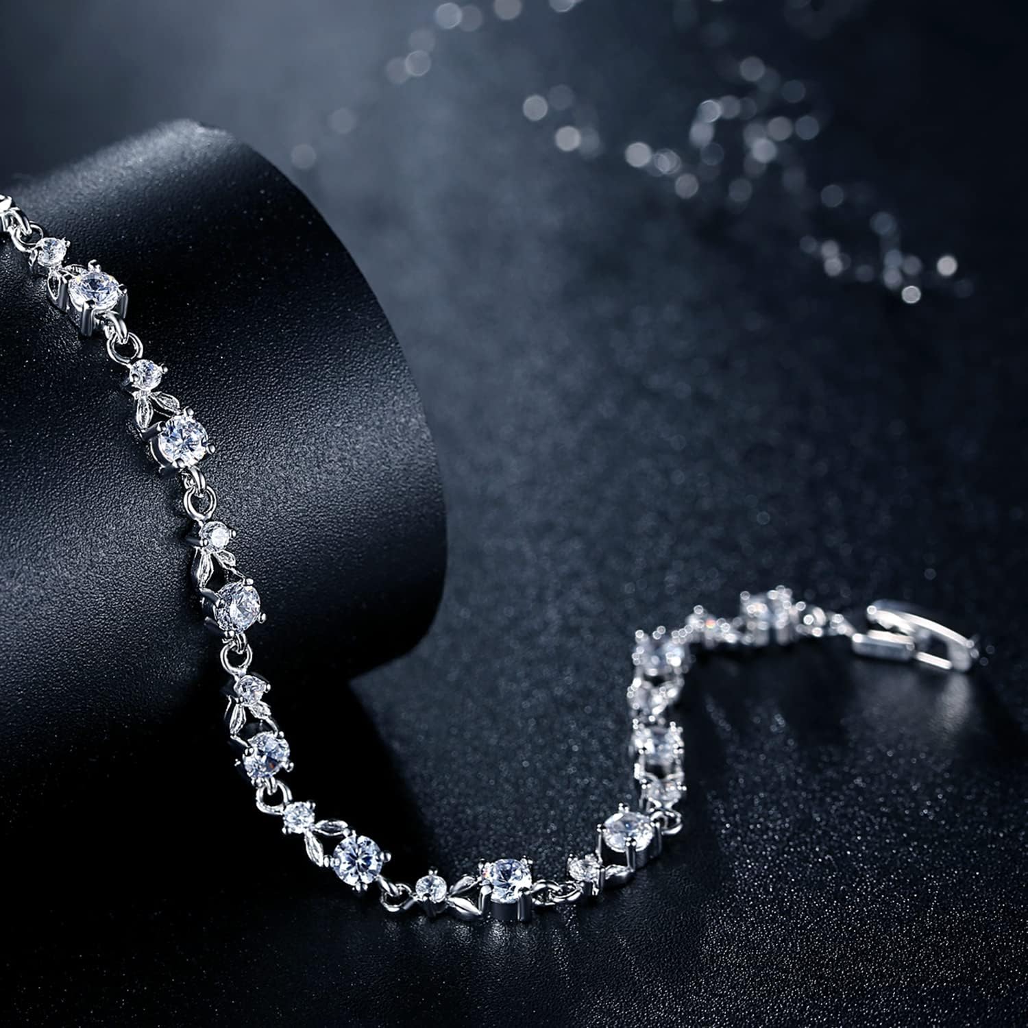 White Gold Plated 3Mm CZ Classic Tennis Wedding Bracelets for Brides Cubic Zirconia| White Gold Bracelets for Women | Size 6.5-8 Inch