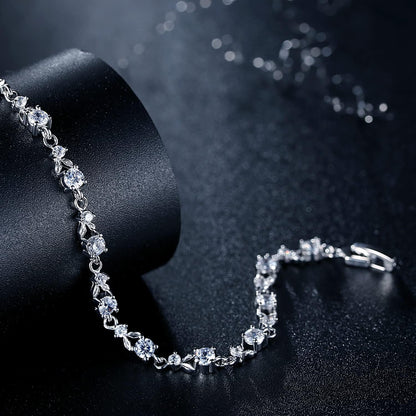 White Gold Plated 3Mm CZ Classic Tennis Wedding Bracelets for Brides Cubic Zirconia| White Gold Bracelets for Women | Size 6.5-8 Inch