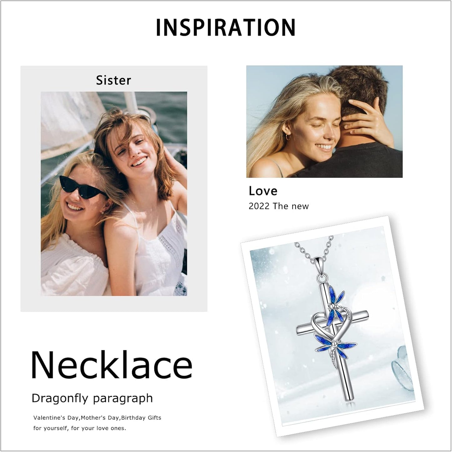 Hummingbird/Ladybug/Dragonfly Necklace Jewelry for Women Sterling Silver Cross Hummingbird Daisy Necklace Gifts