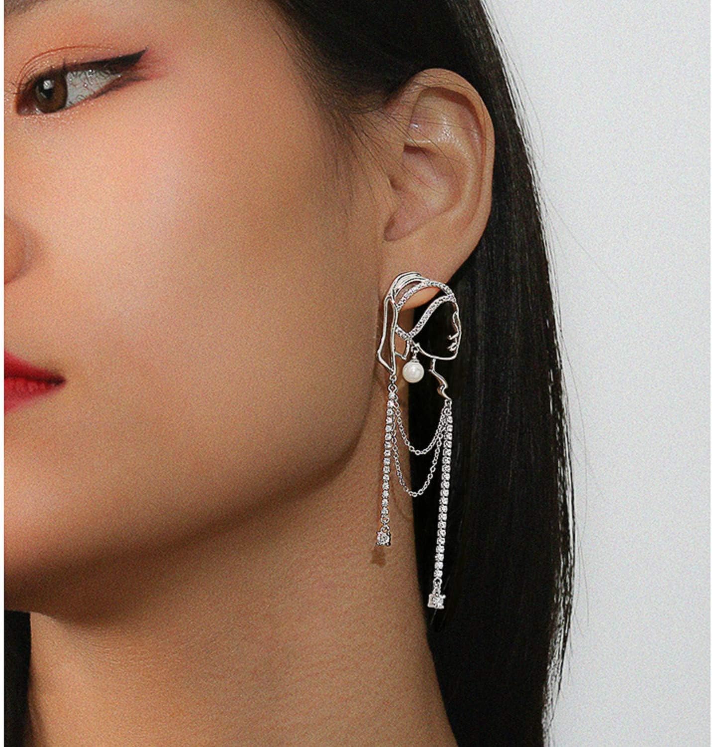 Unique Abstract Face Art Earrings Dangle Statement Long Earrings for Women Tassel Chandelier Handwork Earrings Jewelry Fashion