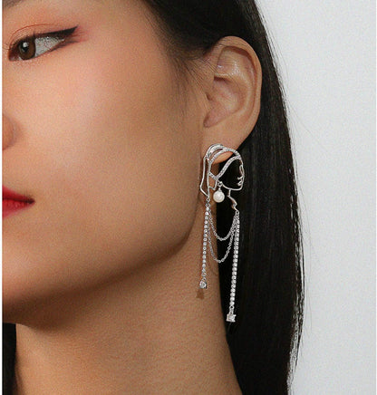 Unique Abstract Face Art Earrings Dangle Statement Long Earrings for Women Tassel Chandelier Handwork Earrings Jewelry Fashion